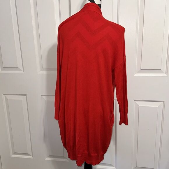 + BERYLL Red Open Front Cashmere Cotton Cardigan - Picture 4 of 6